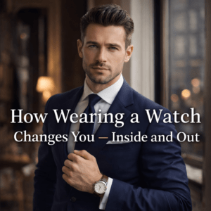 A well-dressed man wearing a wristwatch, illustrating how wearing a watch influences confidence, identity, and perception