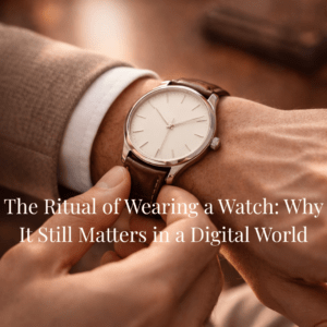 Close-up of a minimalist mechanical dress watch on wrist in natural daylight