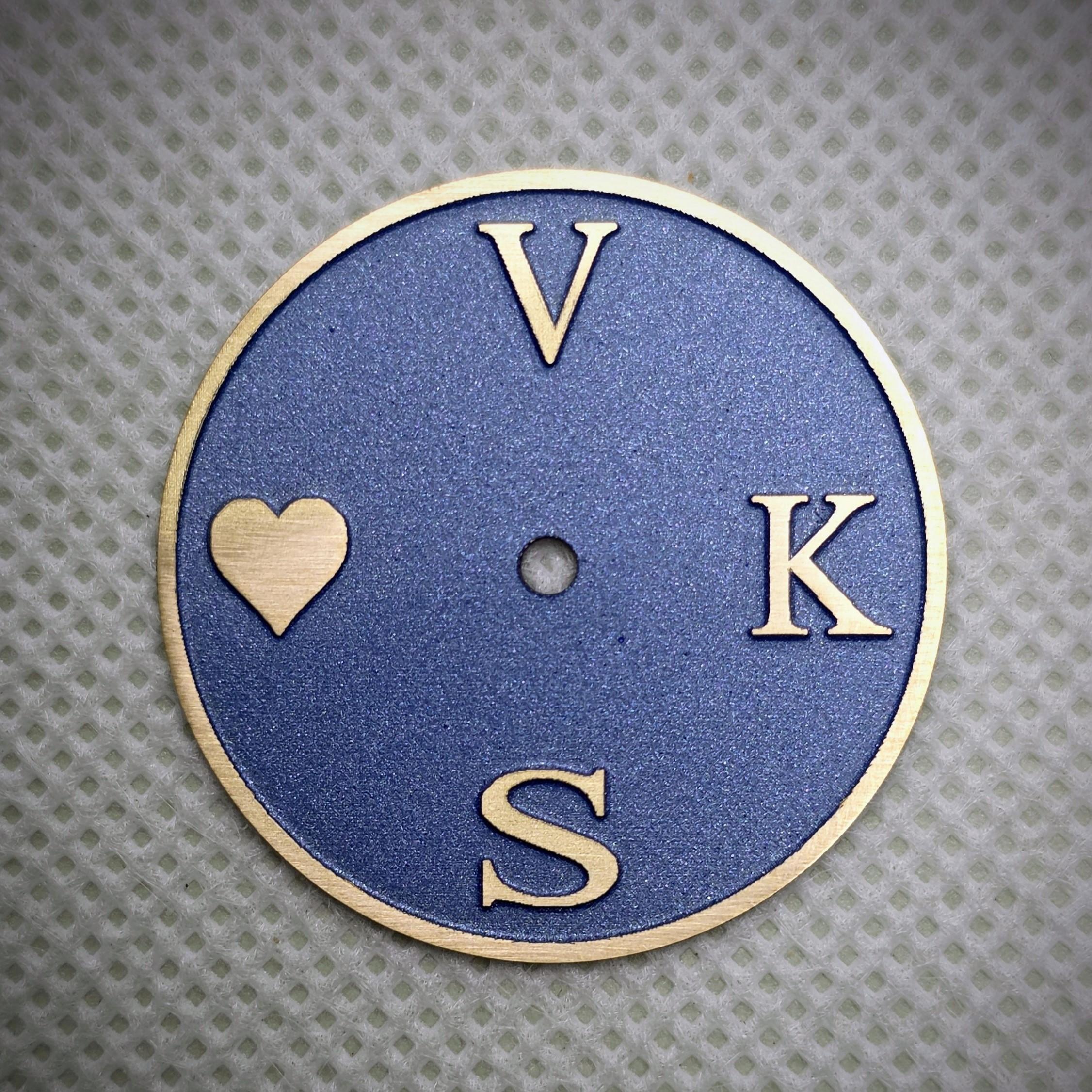 Custom brass watch dial made by Rexx Timepieces