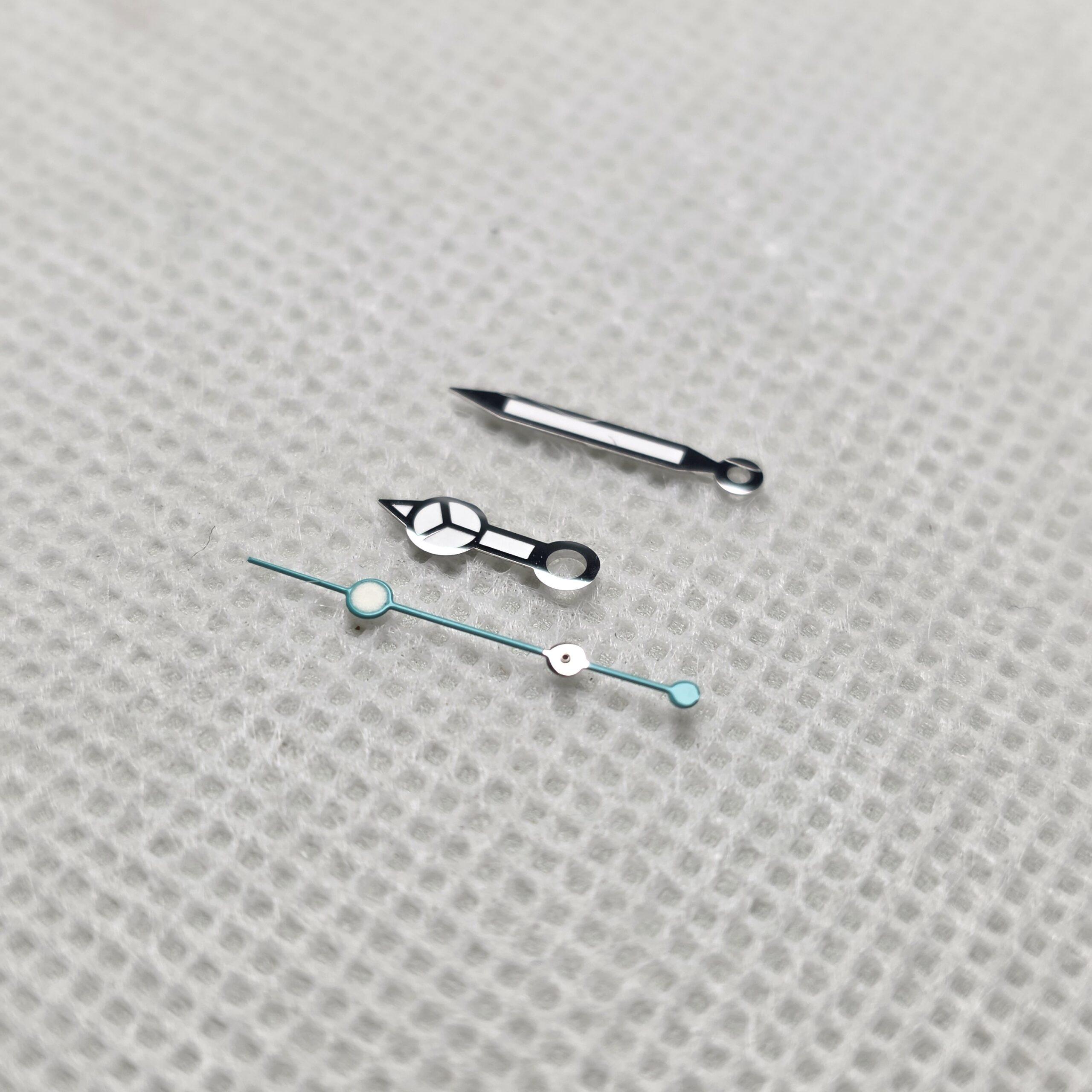 Mercedes hands with blue seconds hand