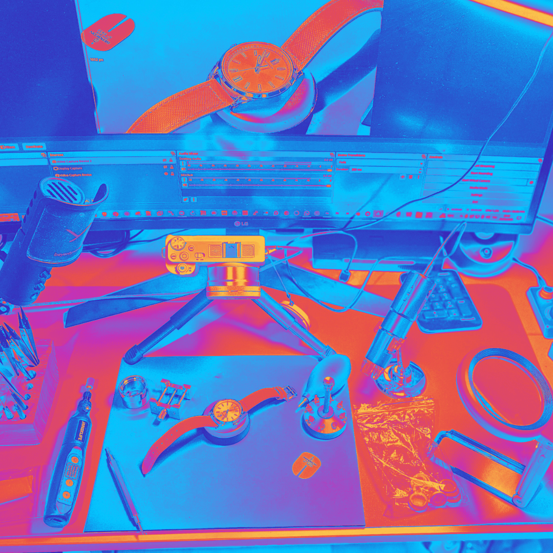 watchmaking workbench setup for Seiko modding showing tools and real build environment