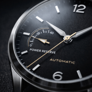 watch power reserve indicator dial close up luxury automatic watch macro
